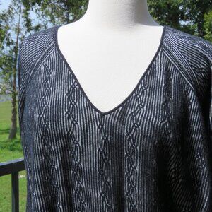 M Patmos Top Women's Large L Black-White Knit Wool/Cotton Blend Ribb Modern Top